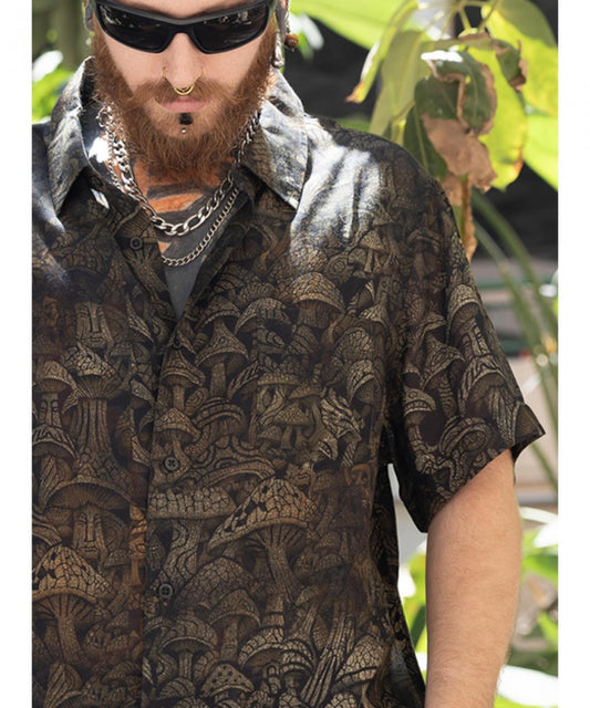 DEEP FOREST Short Sleeve Botton Shirt