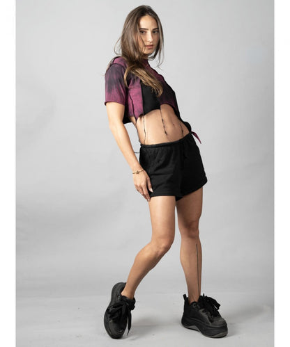 SONIC BORDEAUX-BLACK STITCH Crop Top
