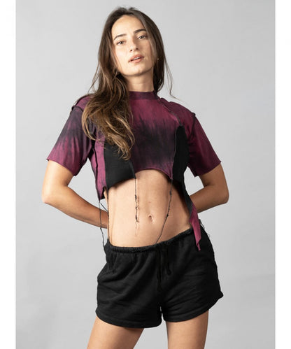 SONIC BORDEAUX-BLACK STITCH Crop Top