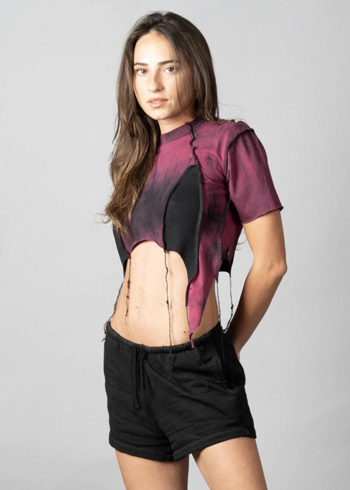 SONIC BORDEAUX-BLACK STITCH Crop Top