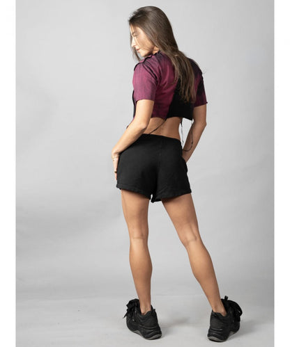 SONIC BORDEAUX-BLACK STITCH Crop Top