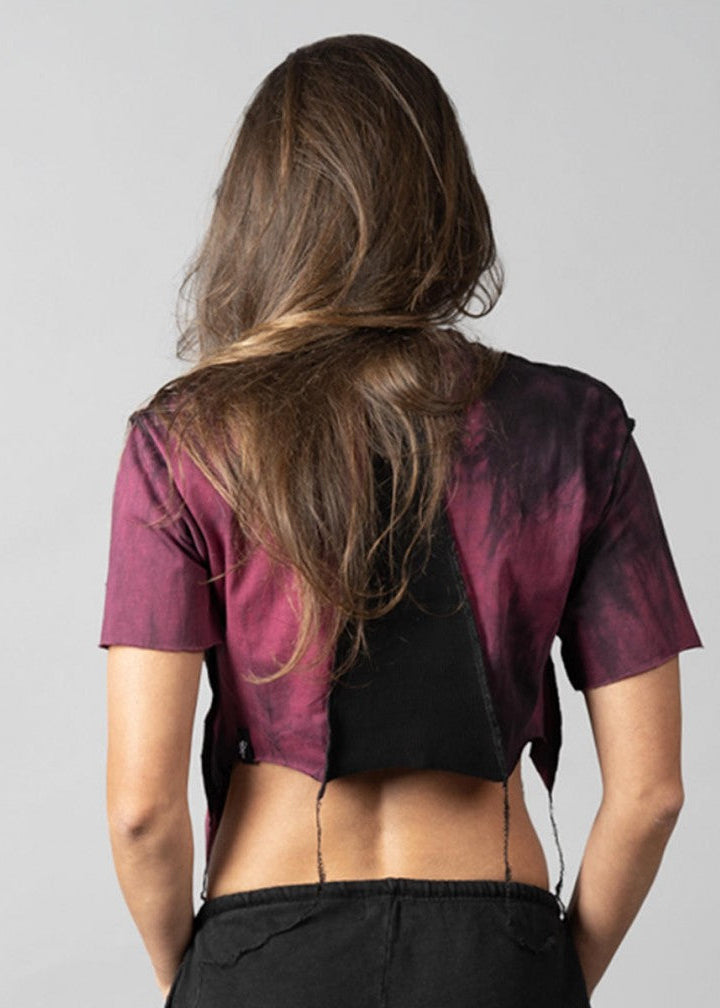 SONIC BORDEAUX-BLACK STITCH Crop Top