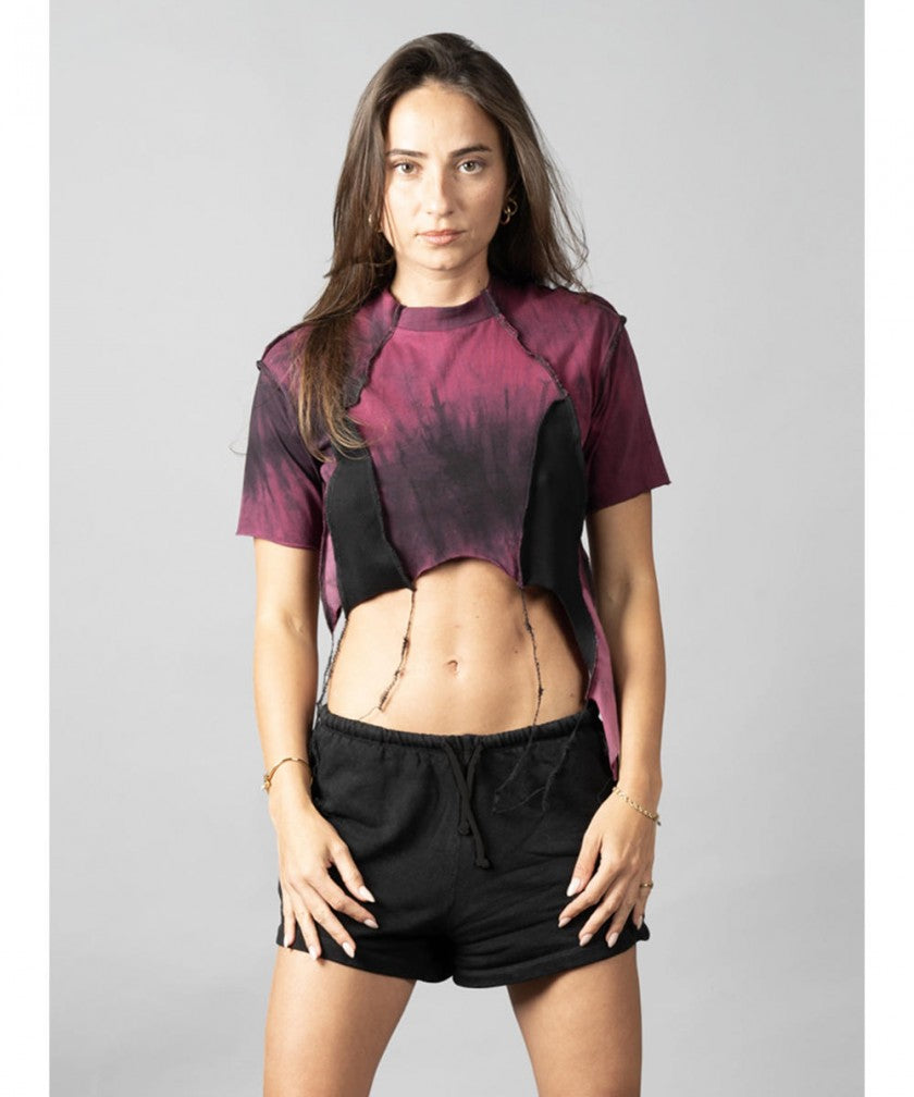 SONIC BORDEAUX-BLACK STITCH Crop Top