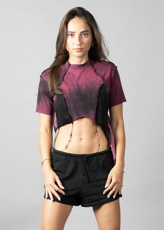 SONIC Bordeaux/Black Stitch Crop Top
