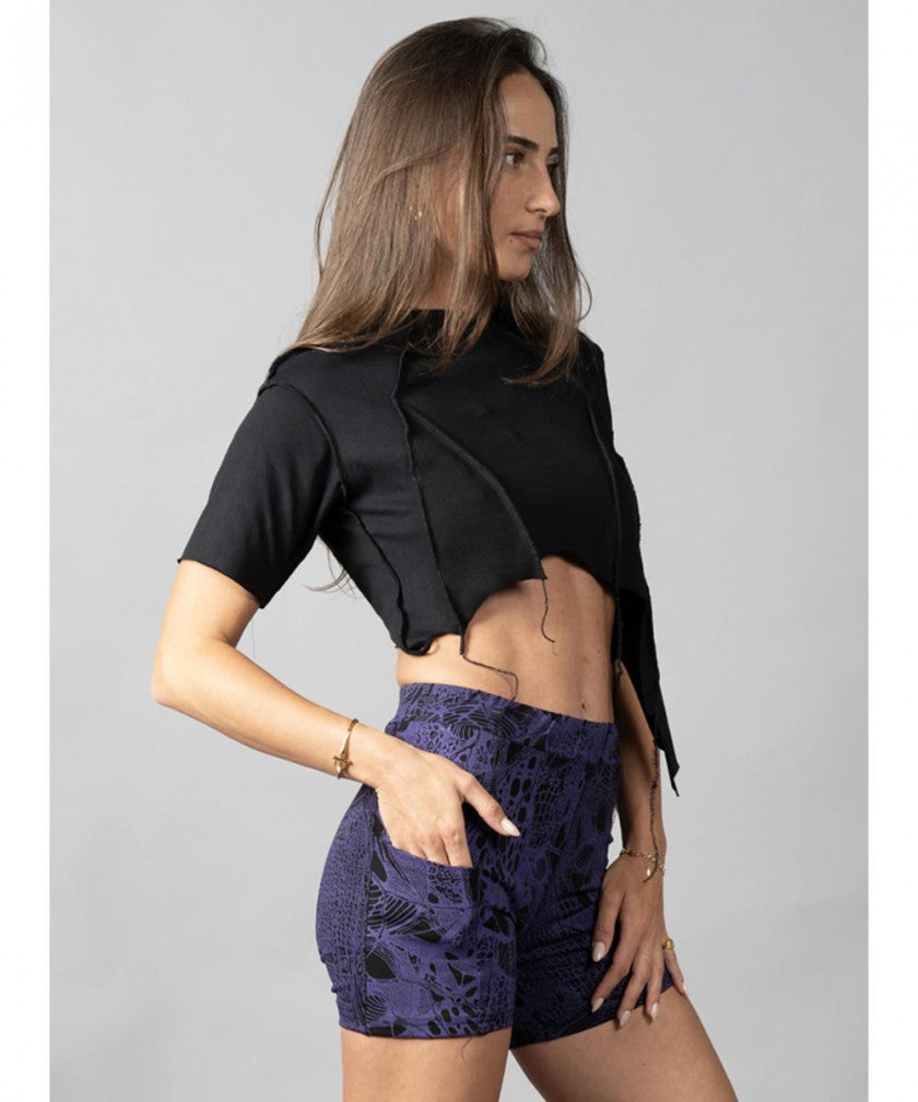 SONIC BLACK-BLACK STITCH Crop Top
