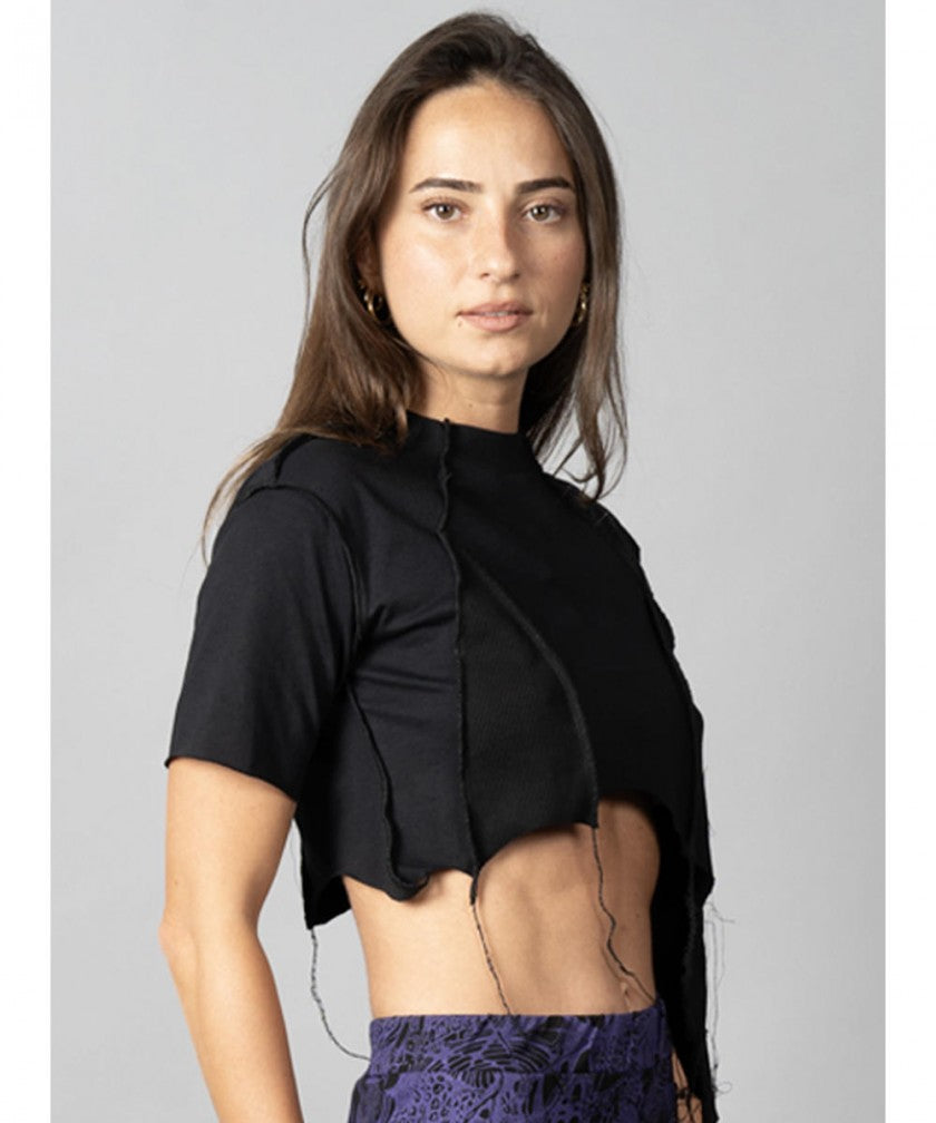 SONIC BLACK-BLACK STITCH Crop Top