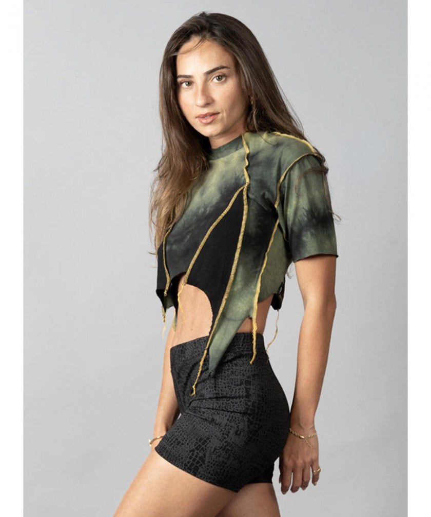 SONIC GREEN & YELLOW STITCH Crop