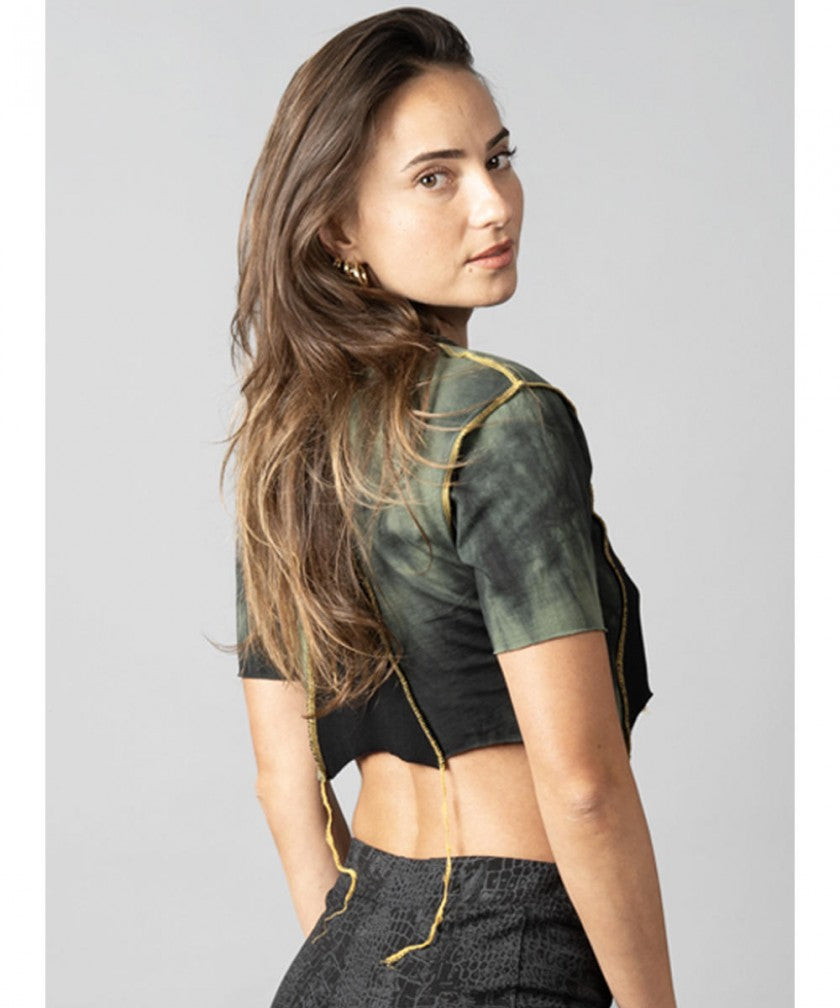 SONIC GREEN & YELLOW STITCH Crop