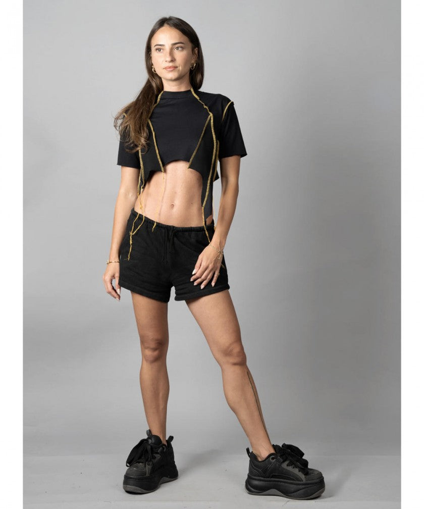 SONIC YELLOW & BLACK STITCH CROP