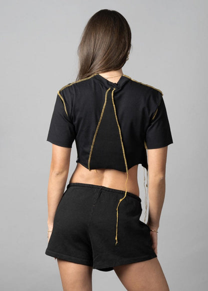 SONIC YELLOW & BLACK STITCH CROP