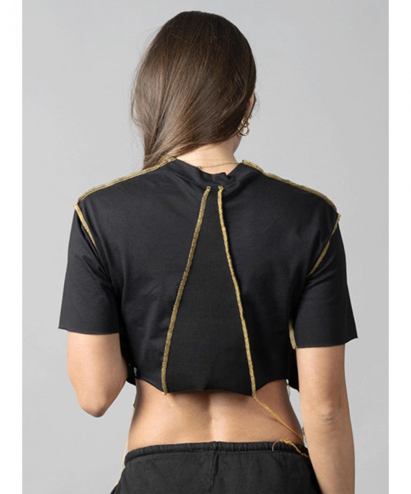 SONIC YELLOW & BLACK STITCH CROP
