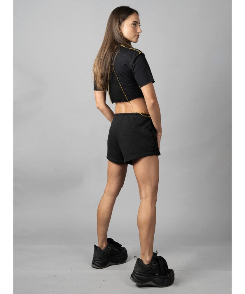 SONIC YELLOW & BLACK STITCH CROP