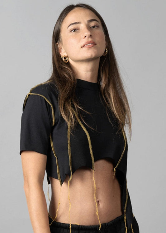 SONIC Yellow/Black Stitch Crop