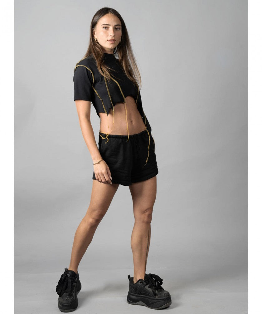 SONIC YELLOW & BLACK STITCH CROP