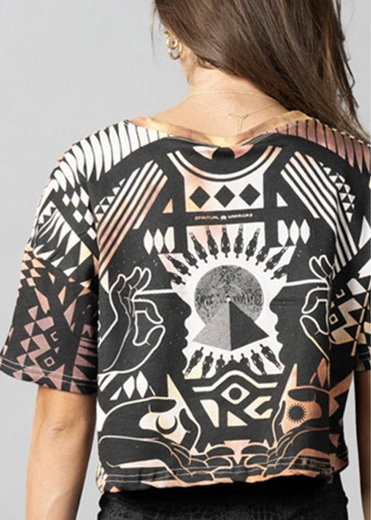 SOLOMANTRA Crop Top In Grey Rust