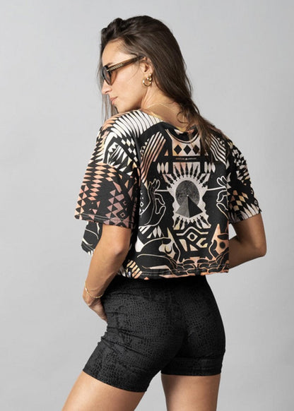 SOLOMANTRA Crop Top In Grey Rust