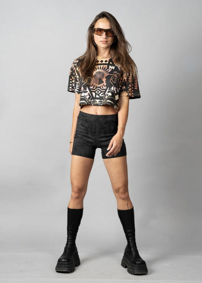 SOLOMANTRA Crop Top In Grey Rust