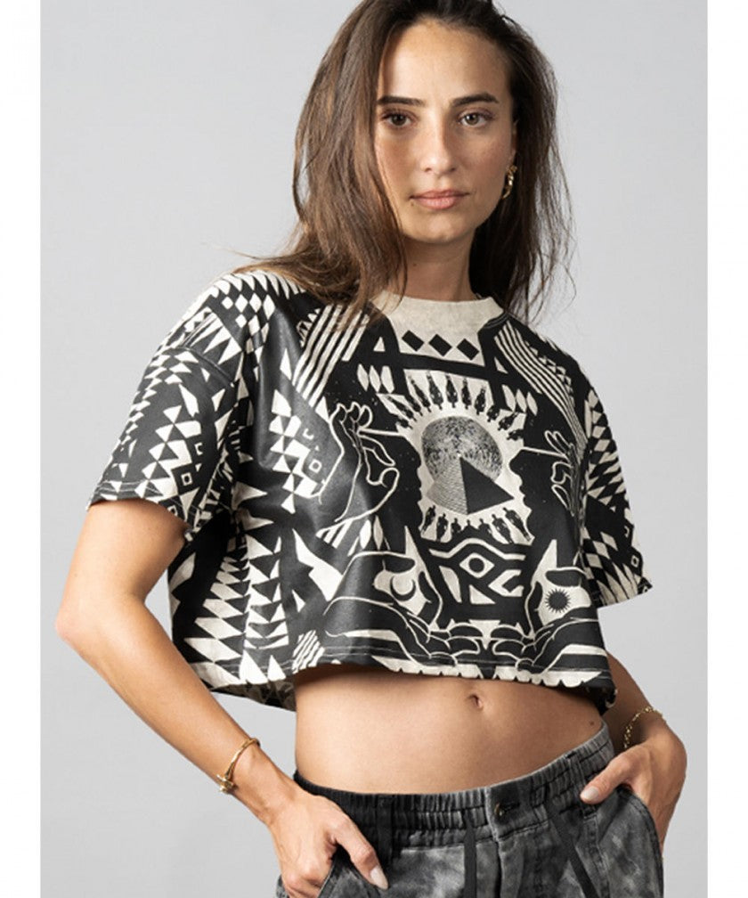 SOLOMANTRA Crop Top In White Wash