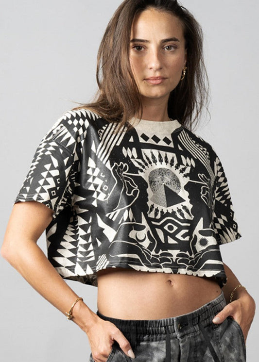 SOLOMANTRA Crop Top In White Wash