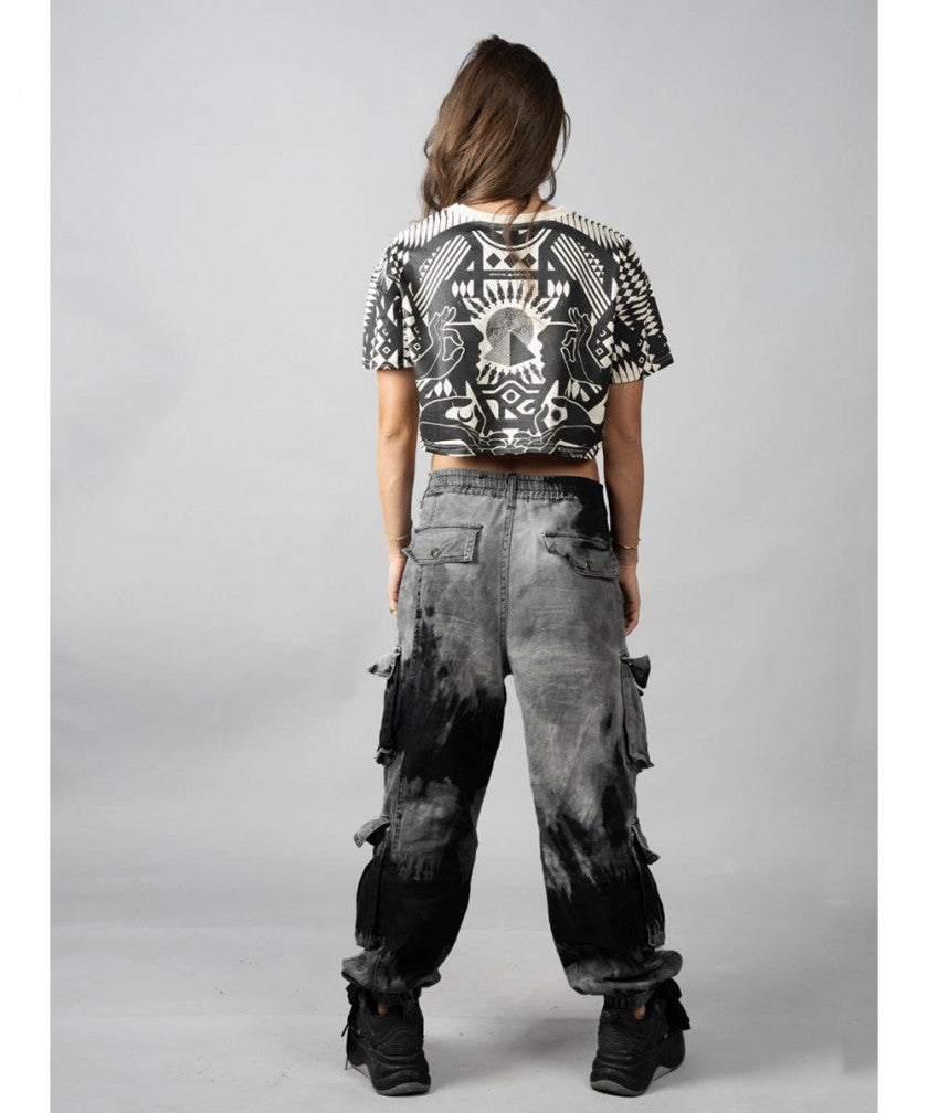 SOLOMANTRA Crop Top In White Wash