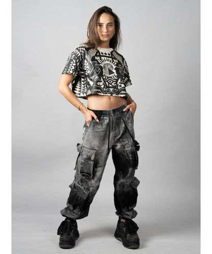 SOLOMANTRA Crop Top In White Wash