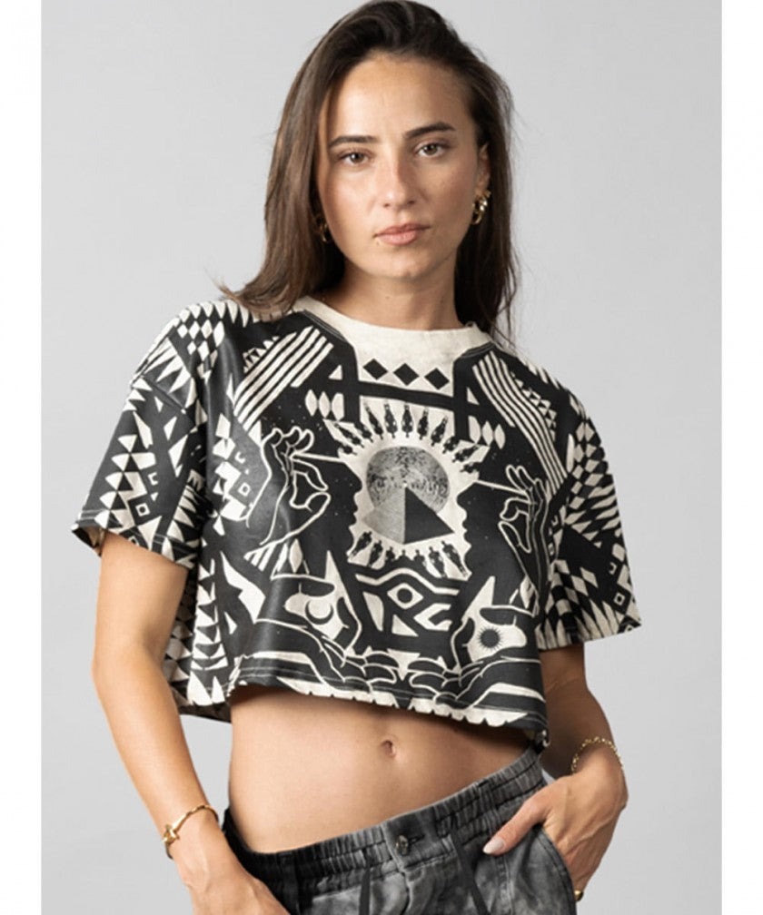 SOLOMANTRA Crop Top In White Wash