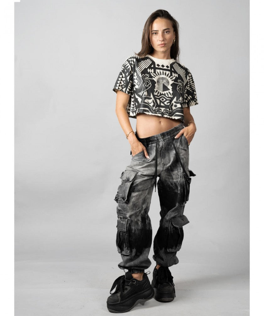 SOLOMANTRA Crop Top In White Wash