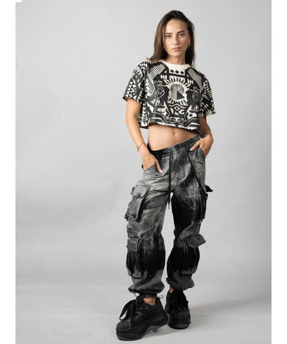 SOLOMANTRA Crop Top In White Wash