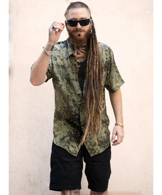 DEA BUTTON Short Sleeve Botton Shirt