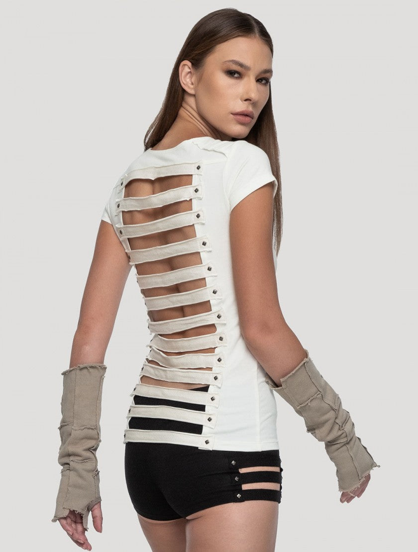 SLASHED OPEN BACK Top In Off-White