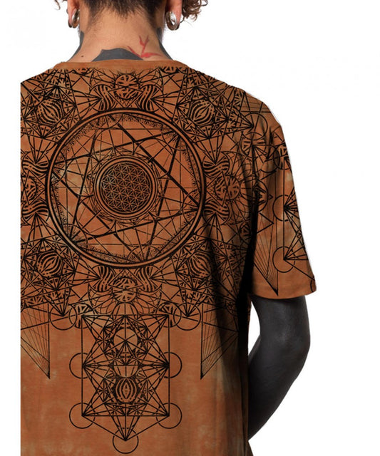 GRID THEORY T-Shirt In Orange Tie-Dye