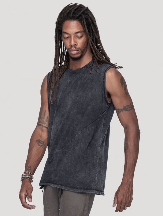 FASTBACK Sleeveless Tee In Washed Black