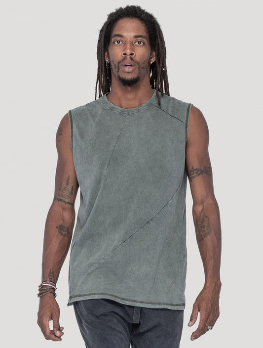 FASTBACK Sleeveless Tee In Washed Green
