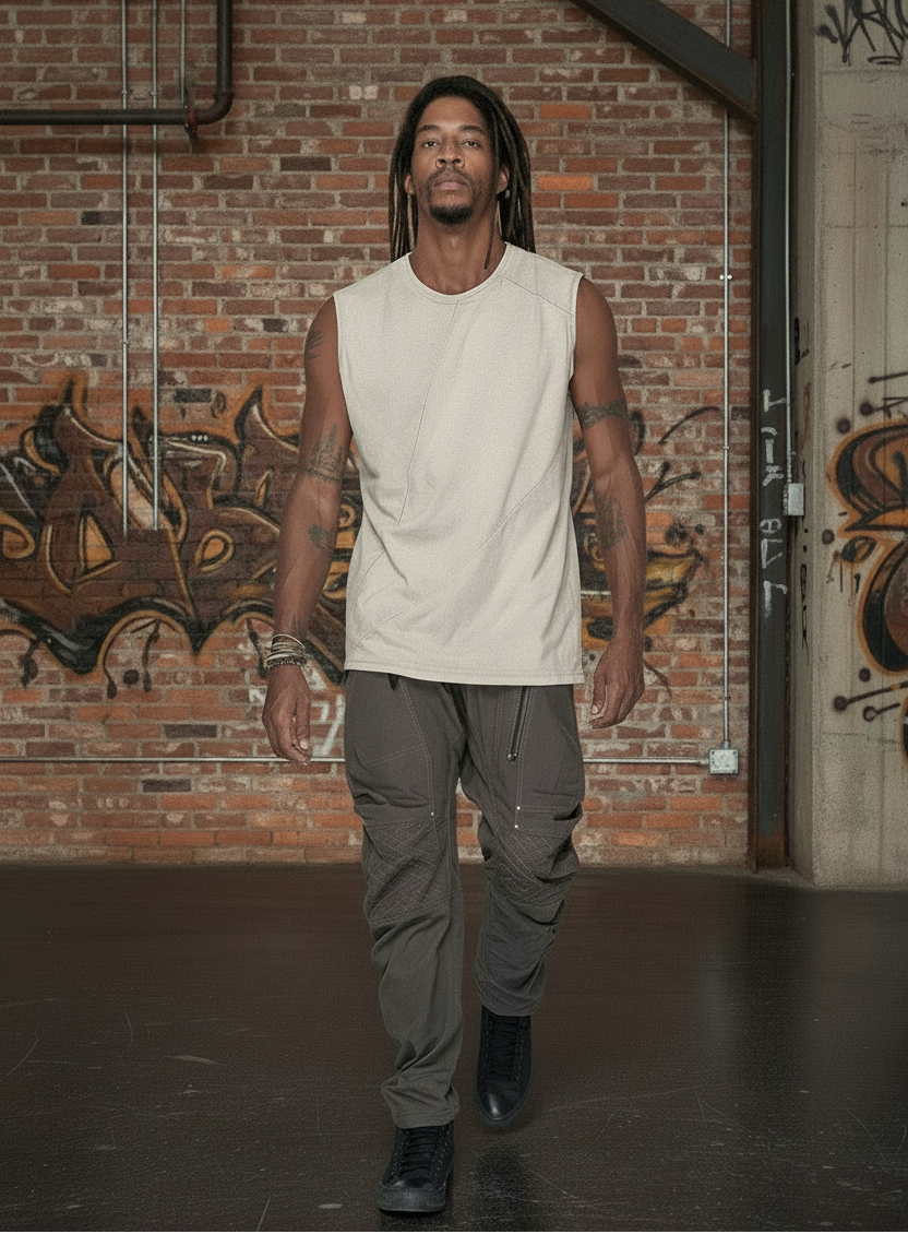 FASTBACK Sleeveless Tee In Washed Bone