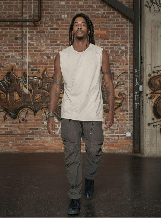 FASTBACK Sleeveless Tee In Washed Bone