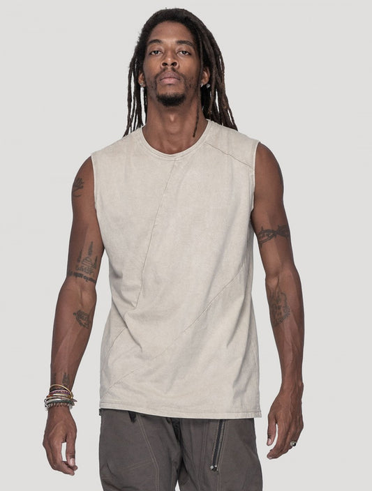 FASTBACK Sleeveless Tee In Washed Bone