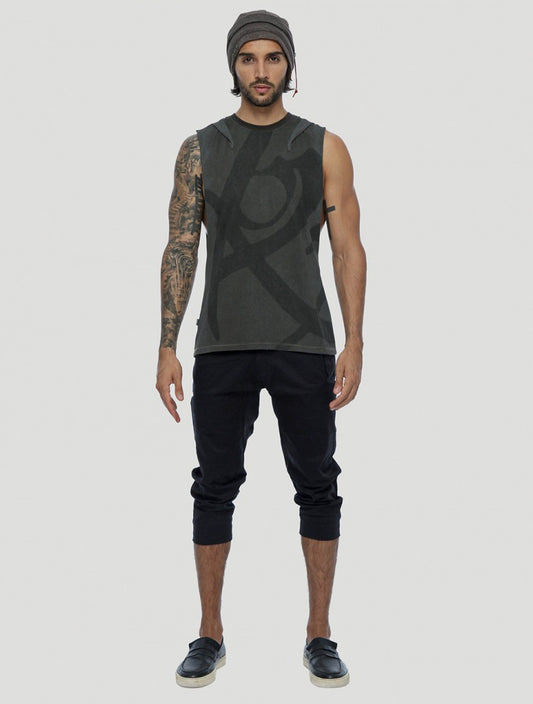 FEARLESS Hoodie Sleeveless Tee In Smoky Olive