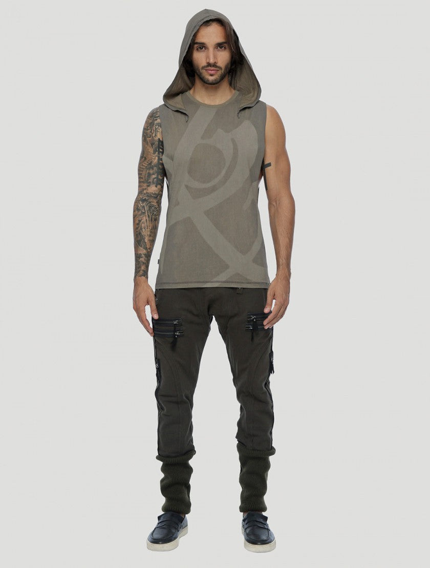 FEARLESS Hoodie Sleeveless Tee In Smoky Cement