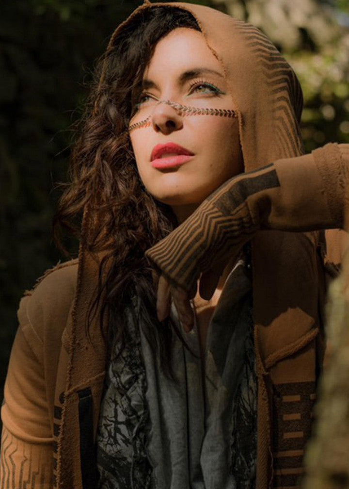 GATA WO  HOOD CARDIGAN - BROWN