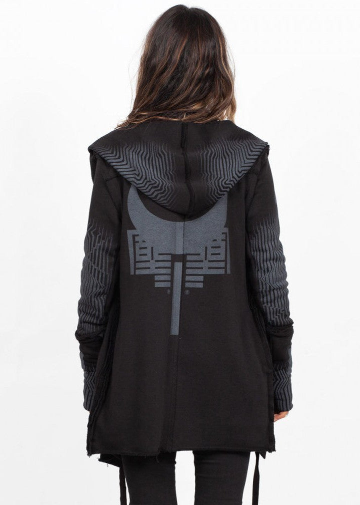 GATA WO HOOD CARDIGAN - BLACK