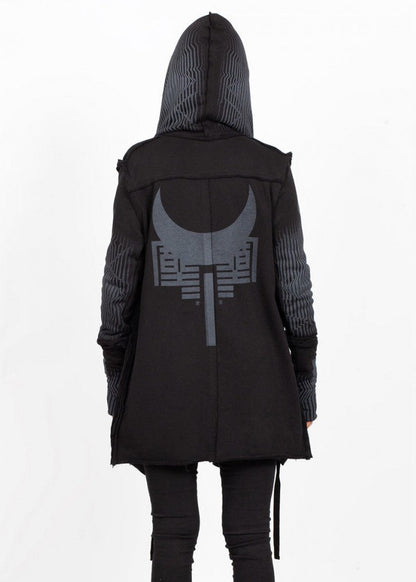 GATA WO HOOD CARDIGAN - BLACK