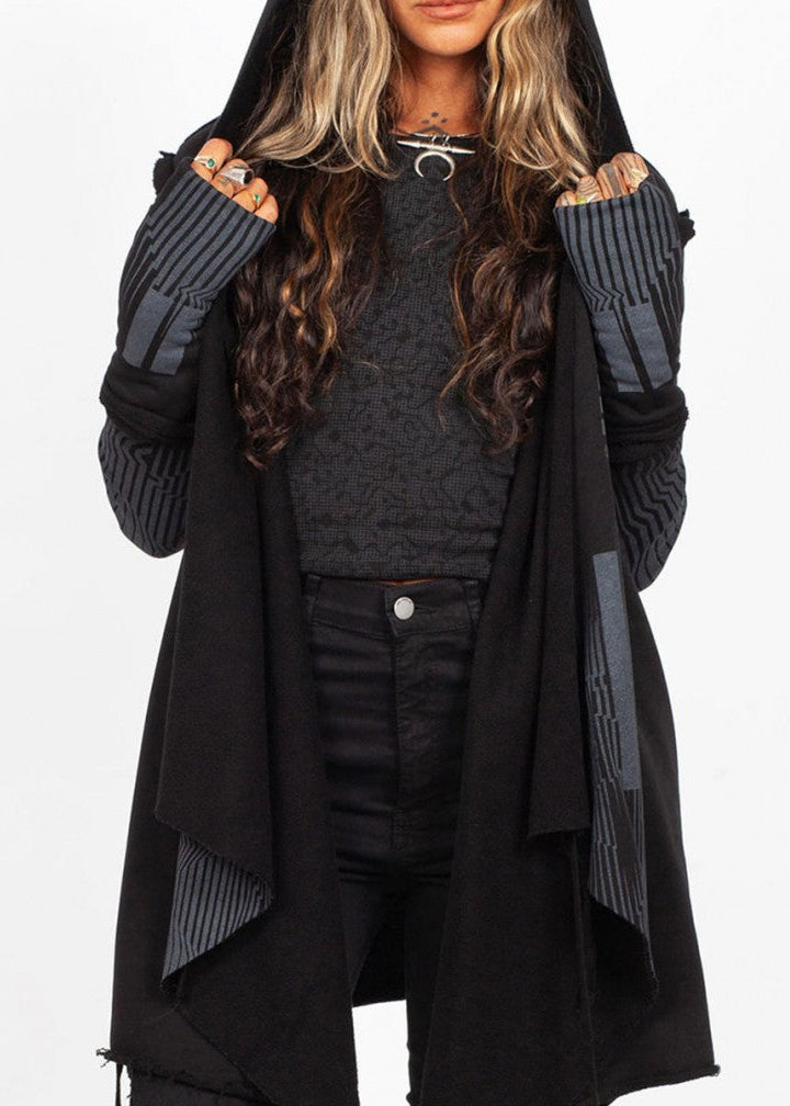 GATA WO HOOD CARDIGAN - BLACK