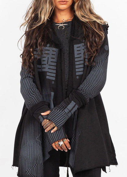 GATA WO HOOD CARDIGAN - BLACK