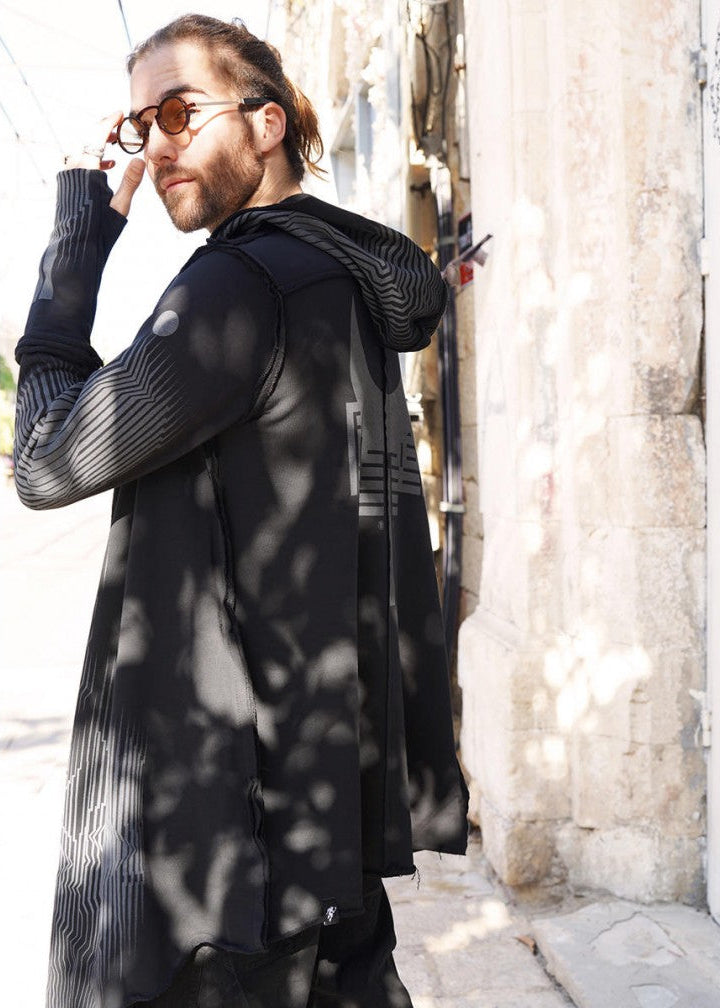 GATA UNISEX HOOD CARDIGAN - BLACK