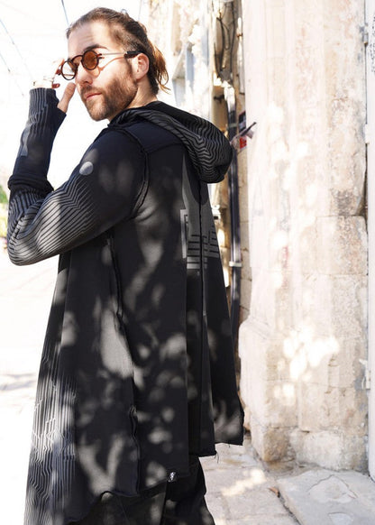 GATA UNISEX HOOD CARDIGAN - BLACK