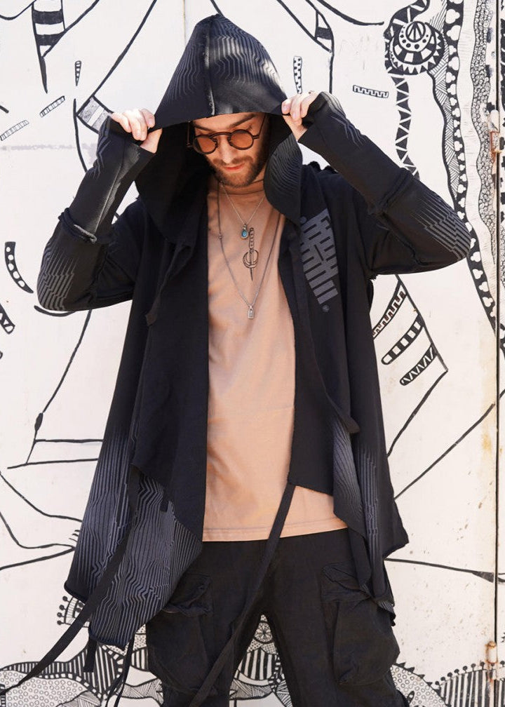 GATA UNISEX HOOD CARDIGAN - BLACK