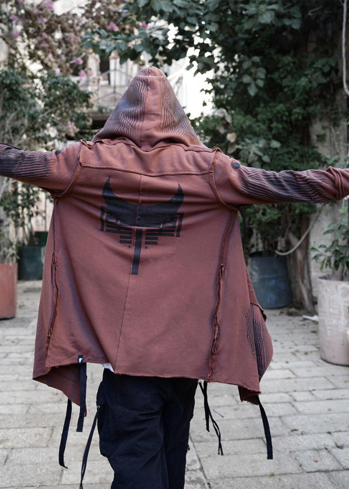 GATA UNISEX HOOD CARDIGAN - BROWN