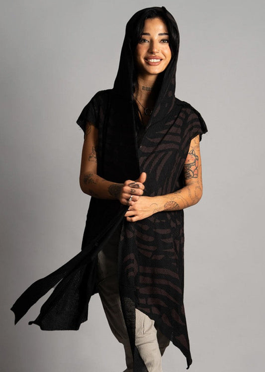 SAND WO TRIBE Kimono Vest In Black