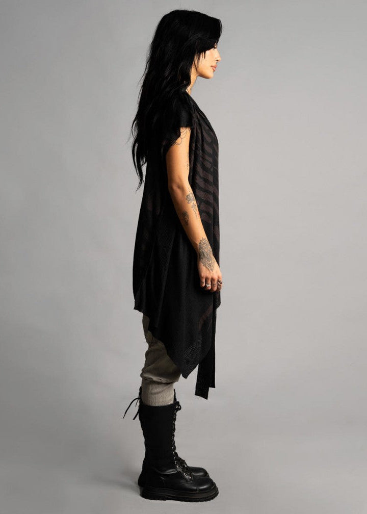 SAND WO TRIBE Kimono Vest In Black