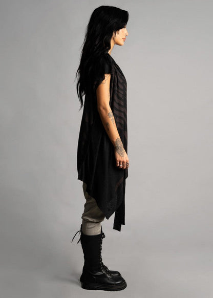 SAND WO TRIBE Kimono Vest In Black